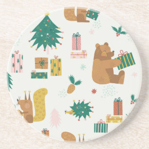 Christmas Forest Animals: Vintage Vibe Coaster