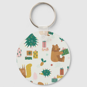 Christmas Forest Animals: Vintage Vibe Key Ring
