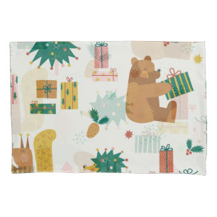 Christmas Forest Animals: Vintage Vibe Pillowcase