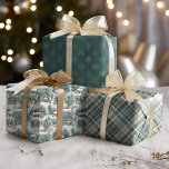 Christmas Forest Cabins Rustic Holiday Wrapping Paper Sheet<br><div class="desc">This Christmas woodland wrapping paper set of 3 sheets features coordinating holiday patterns: Cabins in snow-covered forest,  plaid,  and forest blue with snowflakes.
*If you need design help or would like this design on other products,  please contact me through Zazzle.</div>