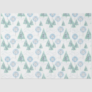 Christmas forest, Christmas trees, trees, snow Tissue Paper