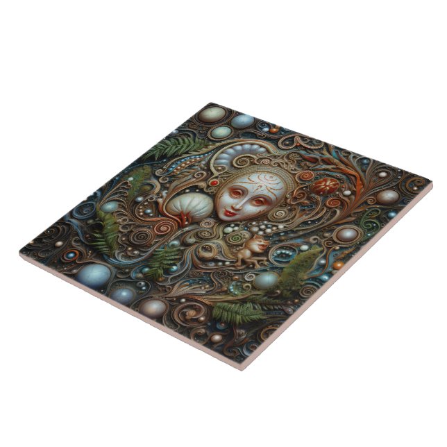 Christmas Forest Fairy Spanish Teracota Ceramic Tile (Side)