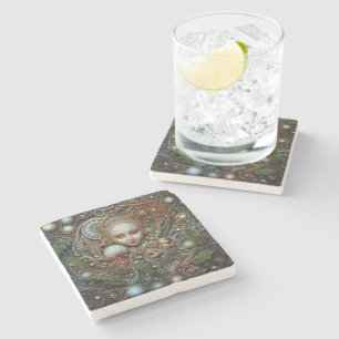 Christmas Forest Fairy Spanish Teracota Stone Coaster
