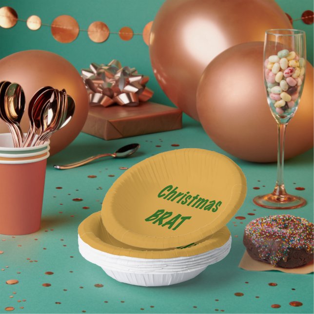 Christmas Forest Green Brat On Gold Paper Plate (Multi)