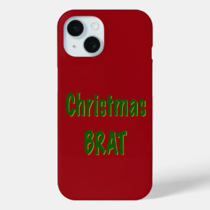 Christmas Forest Green Gold Brat On Crimson Red iPhone 15 Case