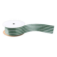 Christmas Forest Green & White Striped Ribbon