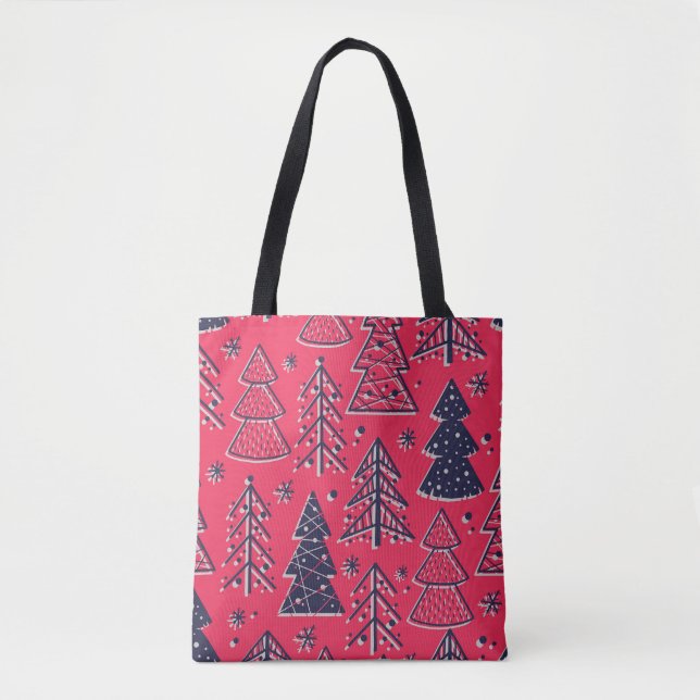 Christmas Forest: Winter Silhouette Wallpaper. Tote Bag (Front)