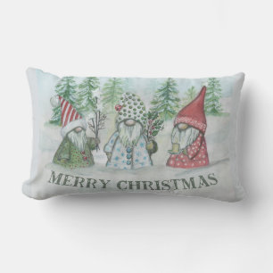 Christmas Forested Gnomes Lumbar Pillow