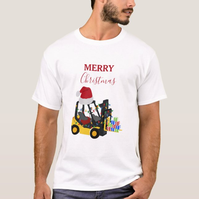 Christmas Forklift Truck  T-Shirt (Front)