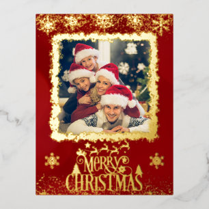 Christmas foto customisable greeting foil holiday postcard