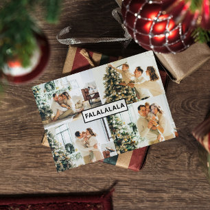 Christmas Four Family Photo   Falalala Holiday Postcard