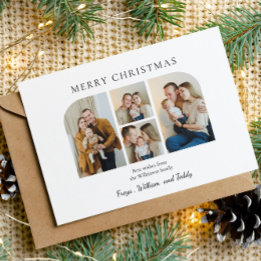 Christmas four family photo minimlist xmas card