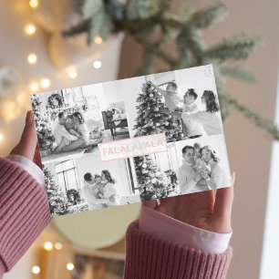 Christmas Four Family Photo Pink Falalala Postcard