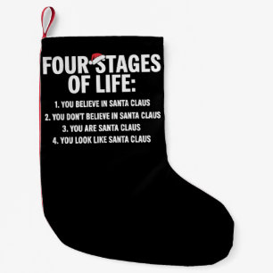 Christmas Four Stages of Life Santa Humour Meme Small Christmas Stocking