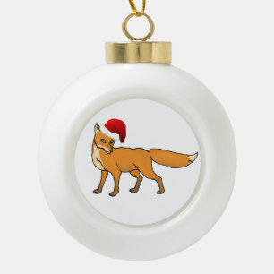 Christmas Fox Ceramic Ball Christmas Ornament