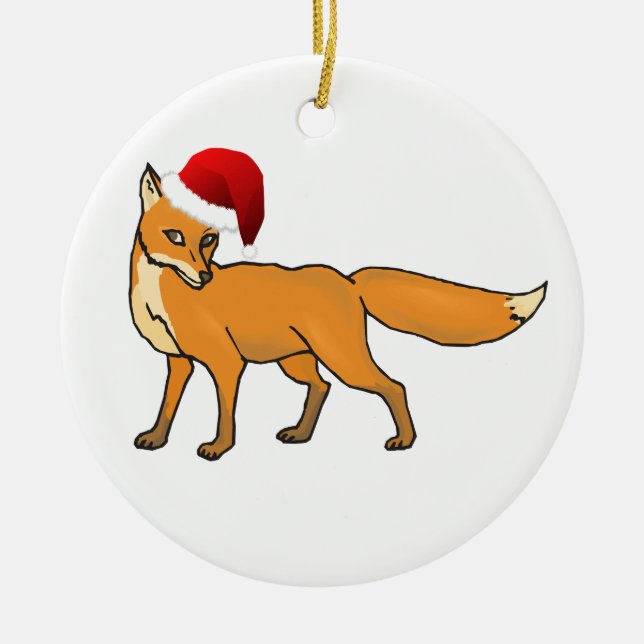 Christmas Fox Ceramic Tree Decoration (Front)