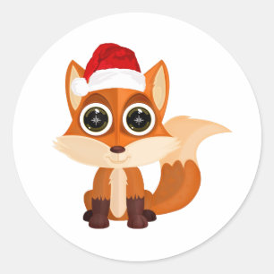 Christmas Fox Classic Round Sticker