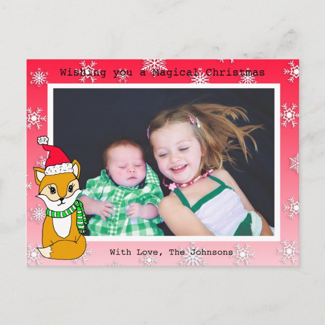 Christmas Fox Cute Personalised Photo Card (Front)