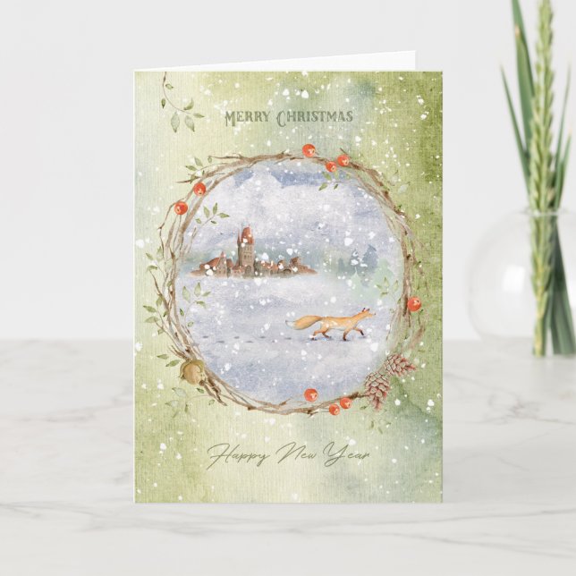 Christmas fox holiday card (Front)