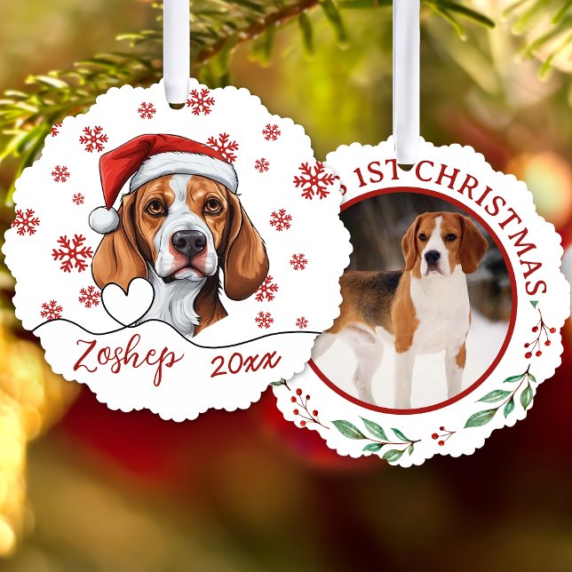 Christmas Fox Hound Dog Personalised Tree Decoration Card (Creator Uploaded)