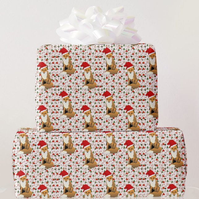 Christmas Fox in a Santa Claus Hat Roll of Wrapping Paper (Creator Uploaded)