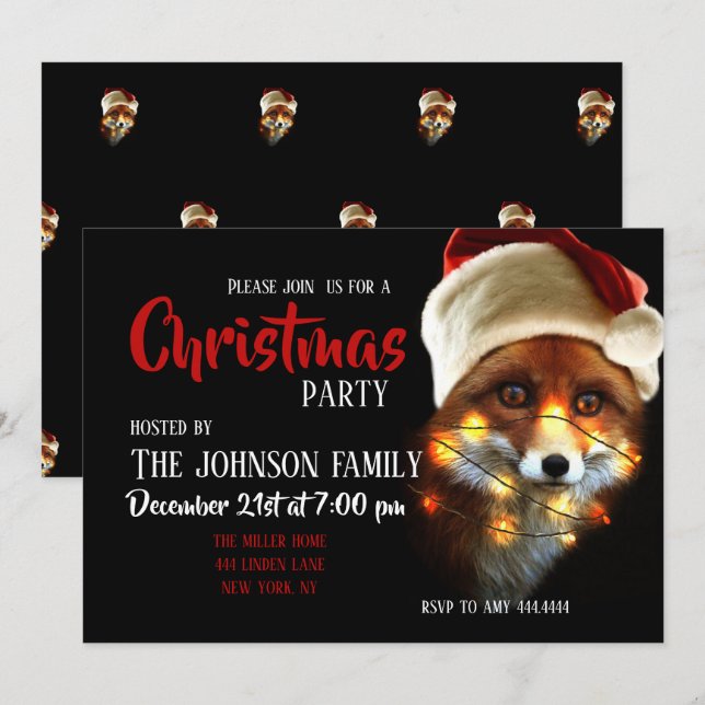 Christmas fox.     invitation (Front/Back)