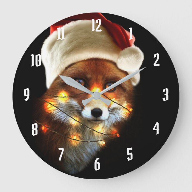 Christmas fox large clock (Front)
