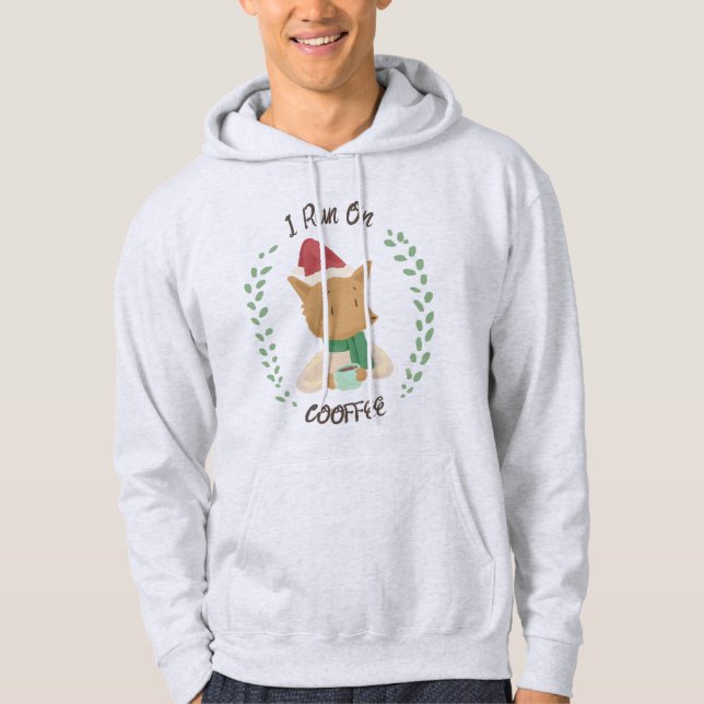 Christmas Fox Loves Coffee Hoodie (Front)