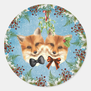 Christmas Fox Mistletoe Sticker