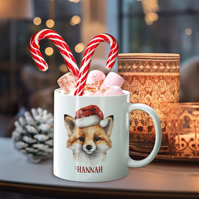 Christmas Fox Personalised Kids Mug (Fox Christmas Mug Keepsake)