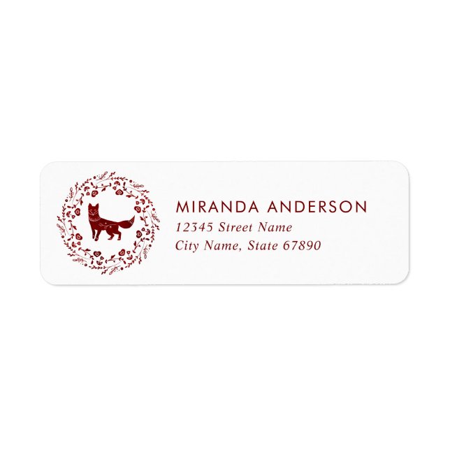 Christmas Fox Return Address Labels (Front)