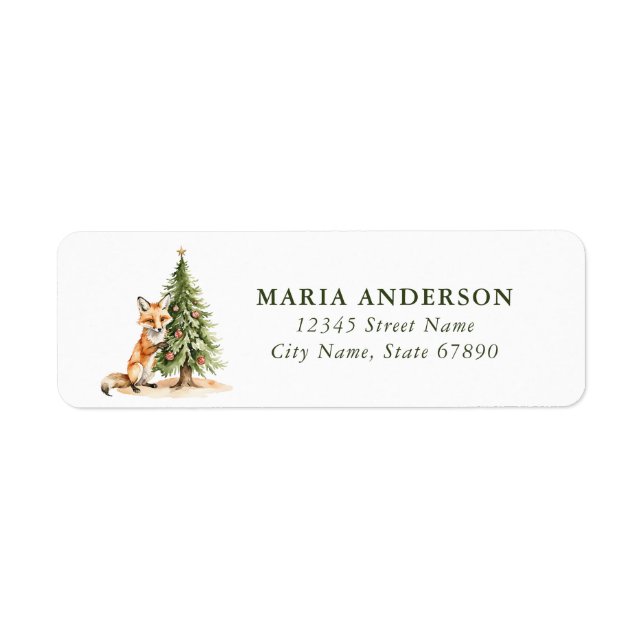 Christmas Fox Return Address Labels (Front)