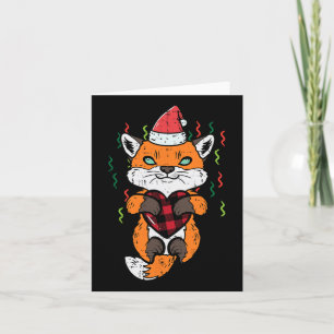 Christmas Fox Santa Heart Xmas Girls Boys Kids Wom Card