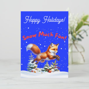 Christmas Fox Snow Much Fun Winter Holiday Invitation