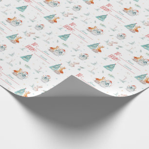Christmas Fox Snowman Custom To and From Name Wrapping Paper