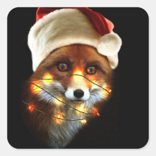Christmas fox square sticker
