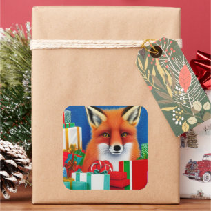 Christmas Fox Square Sticker