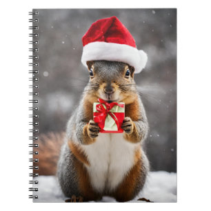 Christmas Fox Squirrel with a Santa Hat Notebook