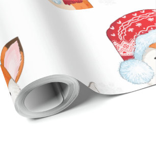 Christmas Fox with Purple Gift Wrapping Paper