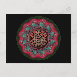 Christmas Fractal Black Metal Celtic Knot Postcard