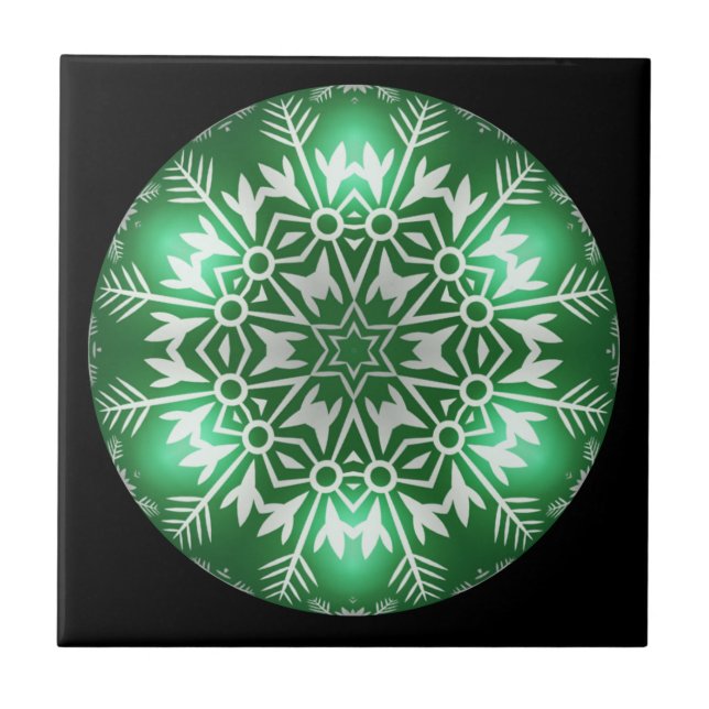Christmas Fractal Design ~ Kaleidoscope ~ * ~ Ceramic Tile (Front)