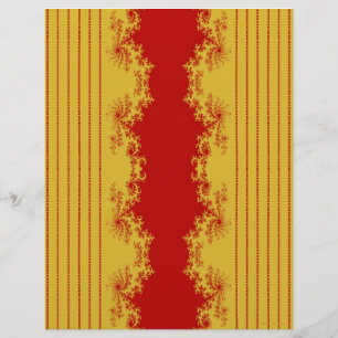 Christmas Fractal Gold & Red Scrapbook Paper
