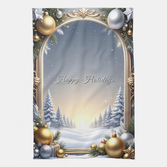 Christmas Frame Holiday Kitchen Towel (Vertical)