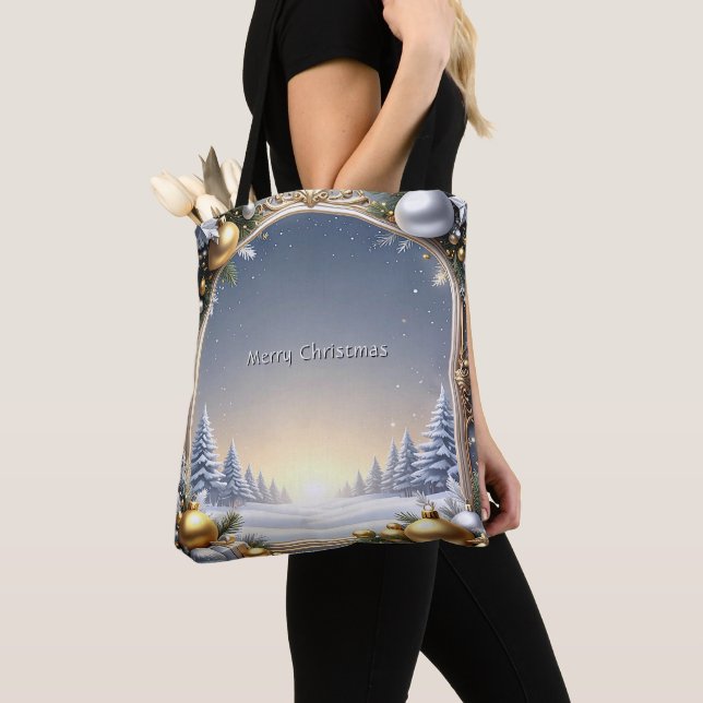 Christmas Frame Holiday Tote Bag (Close Up)