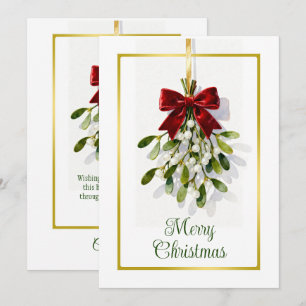 Christmas Frame - Mistletoe bunch tied 10 Holiday Card