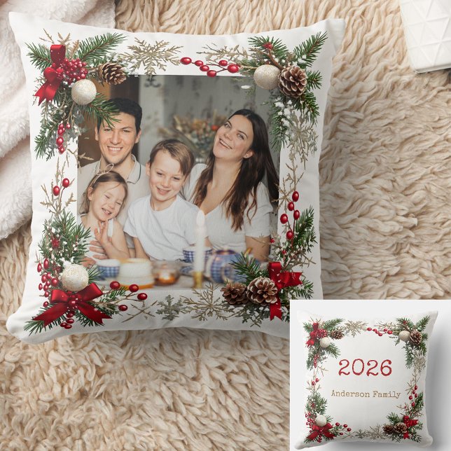 Christmas Frame with custom Photo Family 2026 Cushion (Creator Uploaded)