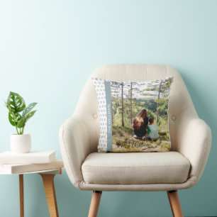 Christmas Framed Photo Snowflakes White Blue Cushion