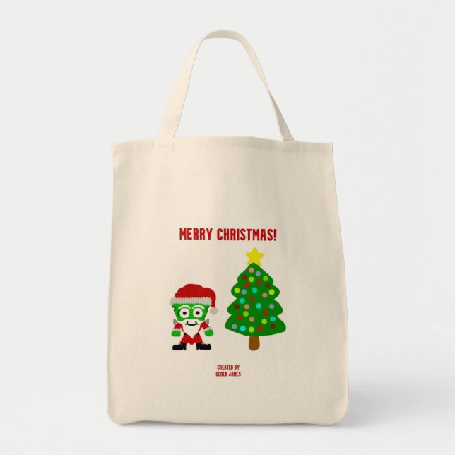 Christmas FrankenCheese Grocery Tote Bag (Front)