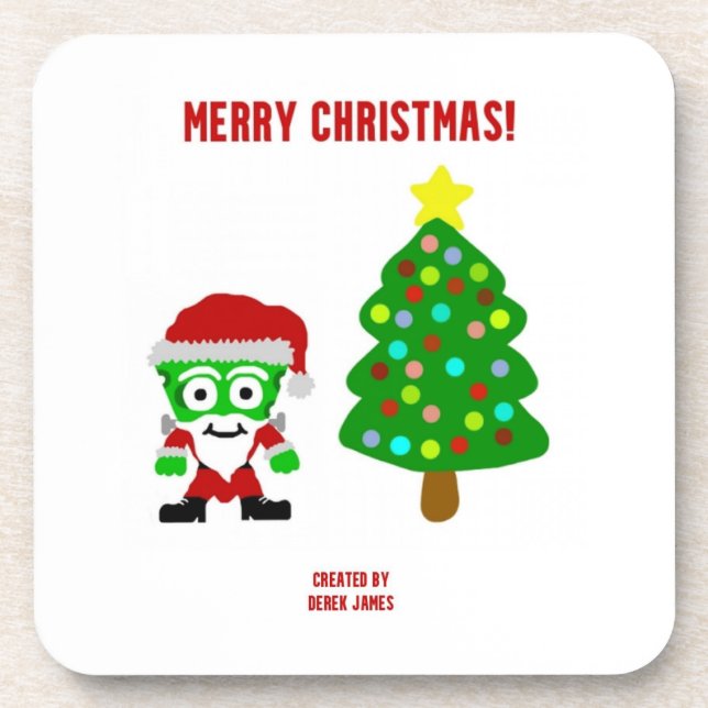 Christmas FrankenCheese Hard Plastic Coaster (Front)