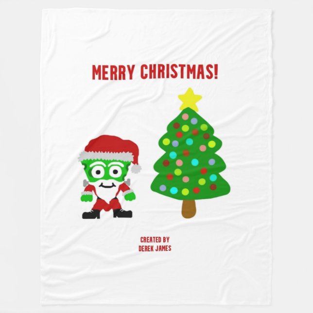 Christmas FrankenCheese Large Fleece Blanket (Front)